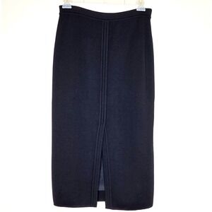 Vintage Stizzoli Wool Midi Pencil Skirt Sz US 8 Black Minimalist Quiet Luxury